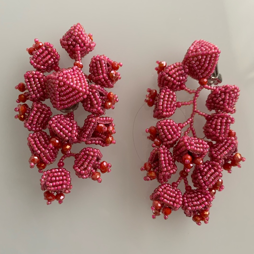 Pink clip on earrings